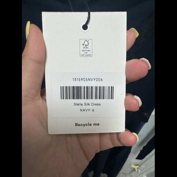 Reformation Dress Stella Silk Dress Navy Size 6 - Picture 2 of 10